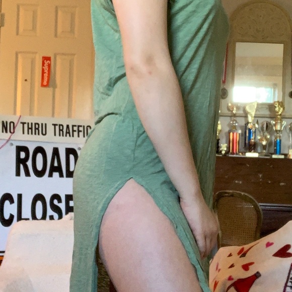 Splendid green t-shirt high low dress - Picture 3 of 5